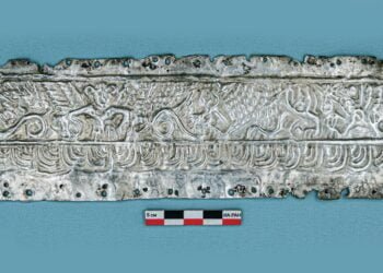 Silver plate depicting topless Scythian goddess unearthed in Russia