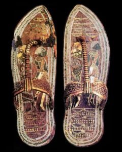 Egyptian King Tutankhamun's 3,300-year-old sandals were found in his tomb. This pair is now housed in the Museum of Egyptian Antiquities in Cairo, Egypt.