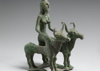 Woman Riding Two Bulls (bronze), from Kausambi, c.2000-1750 BCE