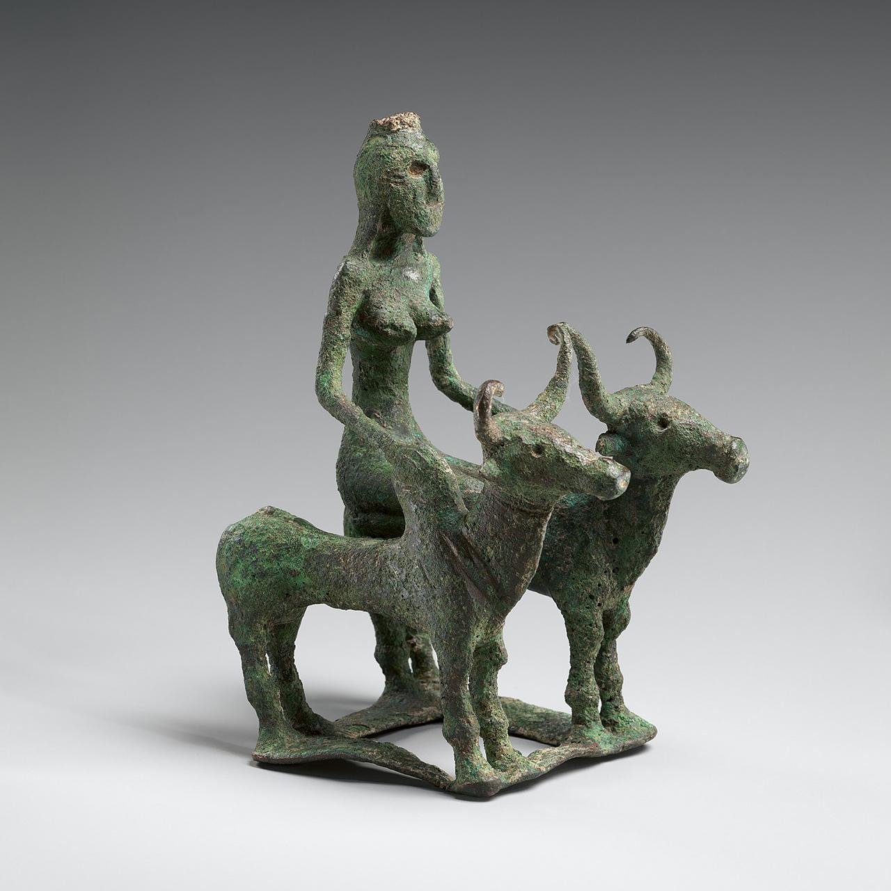 Woman Riding Two Bulls (bronze), from Kausambi, c.2000-1750 BCE