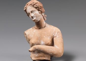 Ancient Hellenistic sculpture workshop with unfinished statues unearthed at Floga site on Paros island, Greece