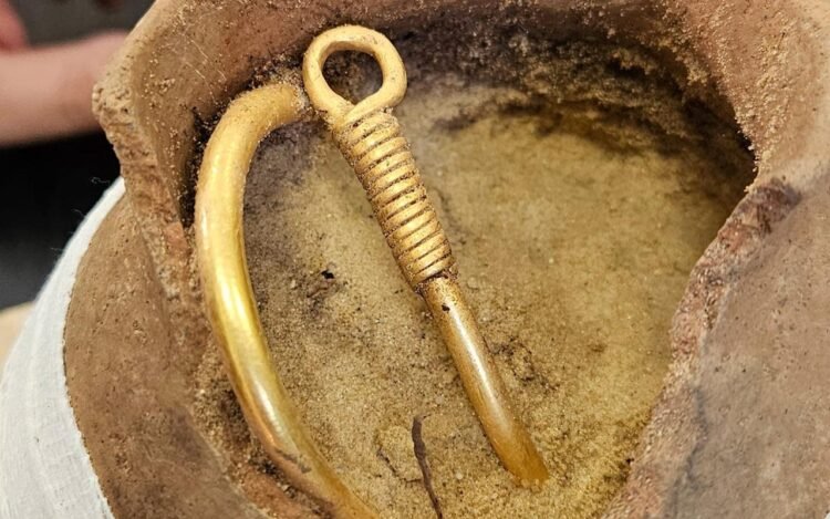 Gothic gold necklace and Roman-era treasures unearthed in Poland’s Grodziec Forest