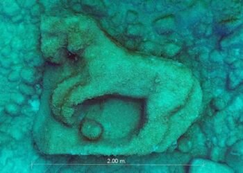 Fragment of a horse frieze from the Temple of Zeus found at a depth of 9 meters off the coast of Agrigento, Sicily