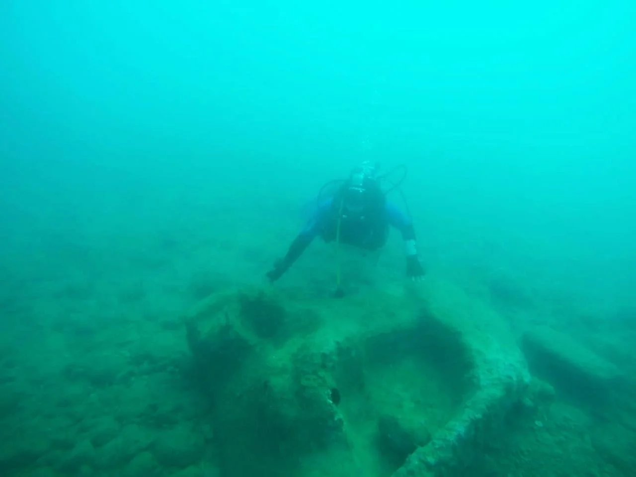 Fragment of a horse frieze from the Temple of Zeus found at a depth of 9 meters off the coast of Agrigento, Sicily