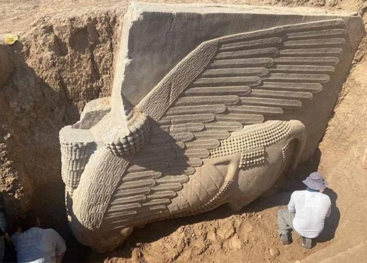 2,700-year-old alabaster Lamassu sculpture unearthed in Iraq