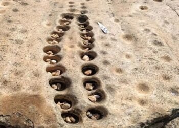 “Arcade” of ancient mancala game boards carved on rocks found in Kenya’s highlands