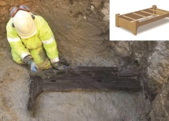 Rare Roman funerary bed uncovered in London