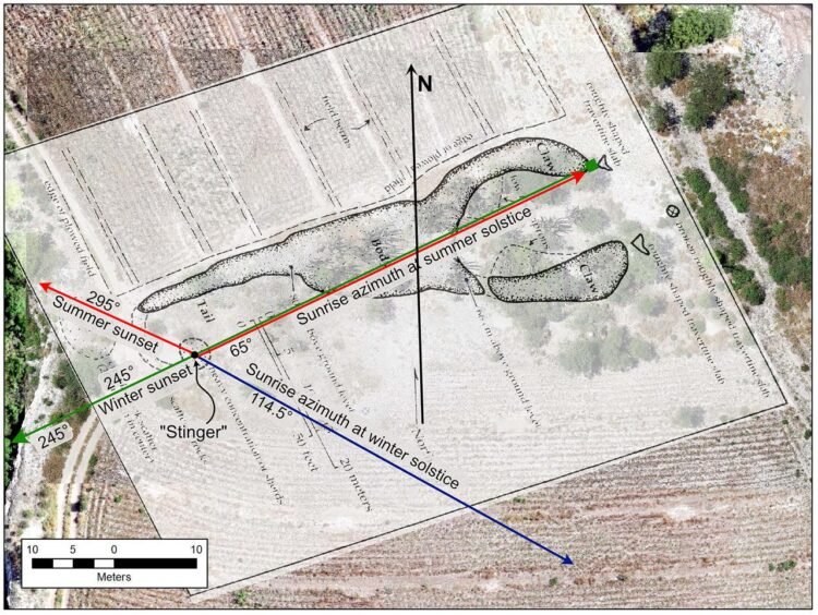 Ancient 200-foot scorpion-shaped mound in Mexico may have served as a solstice observatory