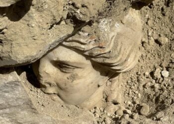 Ancient statue head of Hygieia, the Greek goddess of health, unearthed in Laodicea