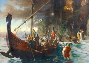 Painting depicting a Viking raid on a village. Credit: Kunstauktionshaus Schloss Ahlden (Public domain)