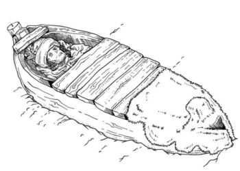 Ancient Xiaohe boat burials reveal symbolic water journey into the afterlife, new study finds. (Illustration by Anja Schorneck). Credit: Caspari, G., Asian Archaeology (2025)