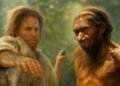 A reconstruction of a Homo sapiens (left) and a Neanderthal (right). Credit: Paul Hudson, Flickr / Wolfgang Sauber, CC BY-SA 4.0. Edit and composite by Archaeology News Online Magazine.